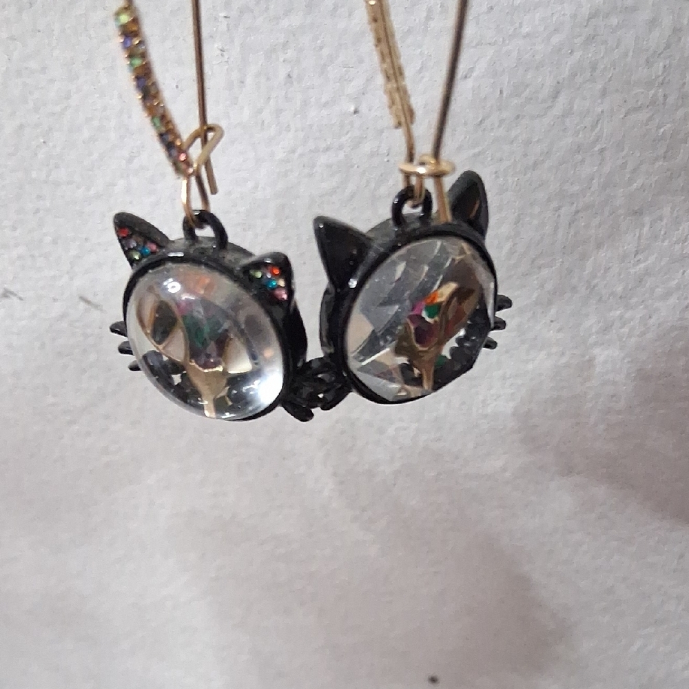 Sparkling Cat Earrings with Crystal Accents